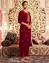 Sudathi Red Velvet Sequence Straight Kurta Set With Dupatta
