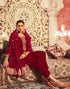 Sudathi Red Velvet Sequence Straight Kurta Set With Dupatta