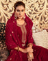 Sudathi Red Velvet Sequence Straight Kurta Set With Dupatta