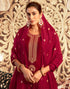 Sudathi Red Velvet Sequence Straight Kurta Set With Dupatta