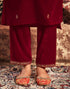 Sudathi Red Velvet Sequence Straight Kurta Set With Dupatta