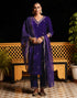 Sudathi Violet Velvet Sequence Straight Kurta Set With Dupatta