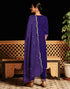 Sudathi Violet Velvet Sequence Straight Kurta Set With Dupatta