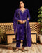 Sudathi Violet Velvet Sequence Straight Kurta Set With Dupatta