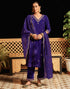 Sudathi Violet Velvet Sequence Straight Kurta Set With Dupatta