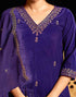 Sudathi Violet Velvet Sequence Straight Kurta Set With Dupatta