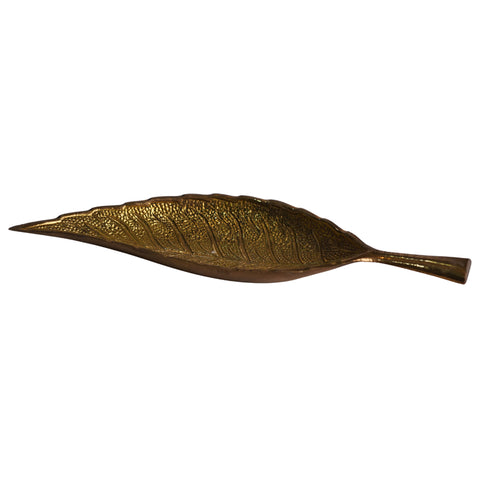 Handmade Brass Leaf Shape Plate 156g Set of 2
