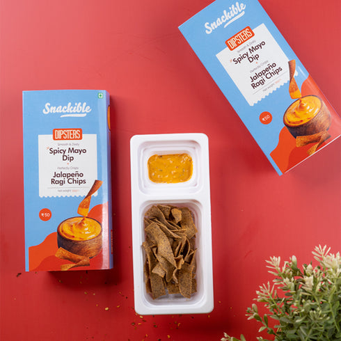 Snackible Spicy Mayo Dip With Jalapeno Ragi Chips