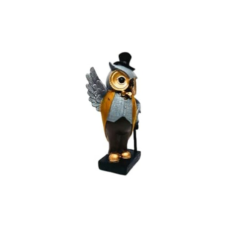 Cap Owl Gentleman Look Polyresin Owl Showpiece Statue for Tabletop Decor