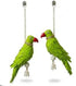 Parrot Hanging Ornament with Pearl Chain | Decorative Green Parrot Latkan with Red Beak