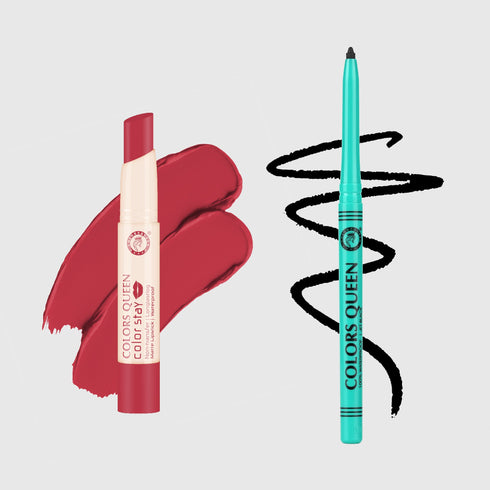 Colors Queen Color Stay Non-Transfer Lipstick and Bold Eyes Auto Kajal Combo