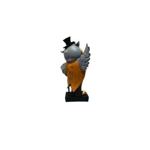 Cap Owl Gentleman Look Polyresin Owl Showpiece Statue for Tabletop Decor