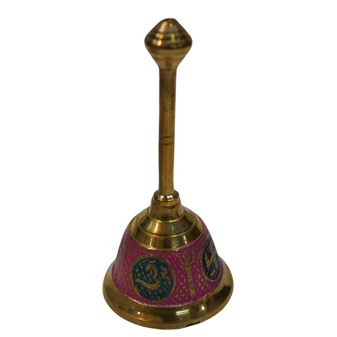 Brass Pink Pooja Hand Bell Ghanti 238g Set of 1