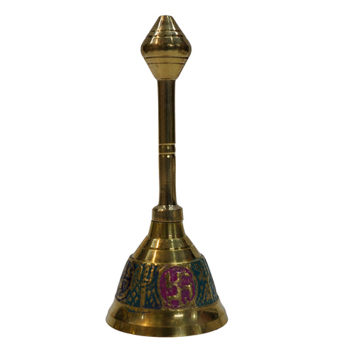 Brass Blue Pooja Hand Bell Ghanti 167g Set of 1