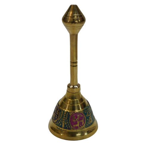 Brass Blue Pooja Hand Bell Ghanti 167g Set of 1
