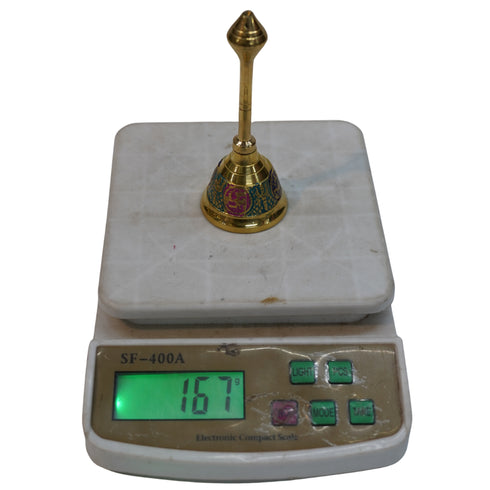 Brass Blue Pooja Hand Bell Ghanti 167g Set of 1