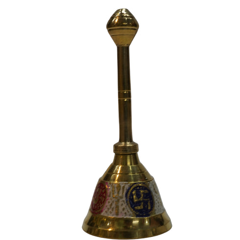 Brass White Pooja Hand Bell 163g Set of 1