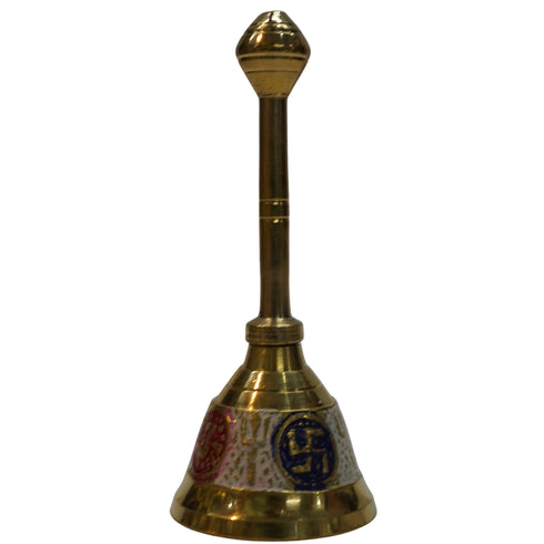 Brass White Pooja Hand Bell 163g Set of 1