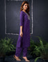 Sudathi Dark Purple Cotton Sequence Straight Kurta Set With Dupatta