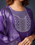 Sudathi Dark Purple Cotton Sequence Straight Kurta Set With Dupatta