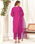 Sudathi Rani Pink Cotton Sequence Straight Kurta Set With Dupatta