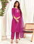 Sudathi Rani Pink Cotton Sequence Straight Kurta Set With Dupatta