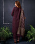 Sudathi Maroon Cotton Sequence Straight Kurta Set With Dupatta