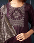 Sudathi Maroon Cotton Sequence Straight Kurta Set With Dupatta