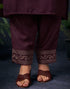Sudathi Maroon Cotton Sequence Straight Kurta Set With Dupatta