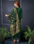 Sudathi Dark Green Cotton Sequence Straight Kurta Set With Dupatta
