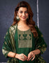 Sudathi Dark Green Cotton Sequence Straight Kurta Set With Dupatta