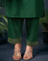 Sudathi Dark Green Cotton Sequence Straight Kurta Set With Dupatta