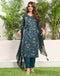 Sudathi Rama Green Cotton Printed Straight Kurta Set With Dupatta