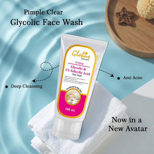 Globus Naturals Glycolic & Salicylic acid Pimple clear Face wash