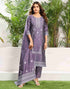 Sudathi Dusty Purple Silk Plain Straight Kurta Set With Dupatta