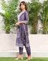 Sudathi Dusty Purple Silk Plain Straight Kurta Set With Dupatta