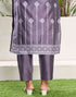 Sudathi Dusty Purple Silk Plain Straight Kurta Set With Dupatta