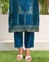 Sudathi Teal Blue Silk Plain Straight Kurta Set With Dupatta