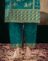Sudathi Teal Green And Golden Silk Plain Straight Kurta Set With Dupatta