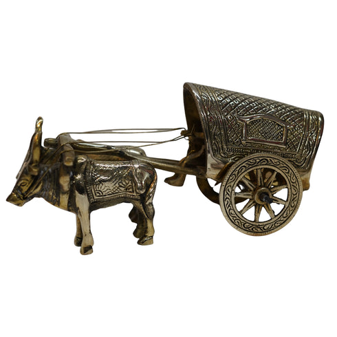 Vintage Brass Bullock Cart Statue 804g Set of 1