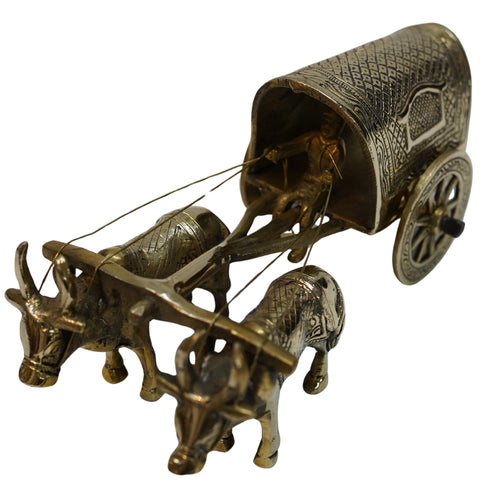 Vintage Brass Bullock Cart Statue 804g Set of 1