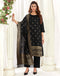 Sudathi Black And Golden Silk Plain Straight Kurta Set With Dupatta