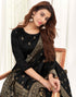 Sudathi Black And Golden Silk Plain Straight Kurta Set With Dupatta