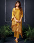 Sudathi Mustrad Yellow And Golden Silk Plain Straight Kurta Set With Dupatta