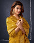 Sudathi Mustrad Yellow And Golden Silk Plain Straight Kurta Set With Dupatta