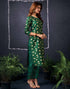 Sudathi Dark Green And Golden Silk Plain Straight Kurta Set With Dupatta