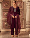Sudathi Maroon Velvet Sequence Straight Kurta Set With Dupatta