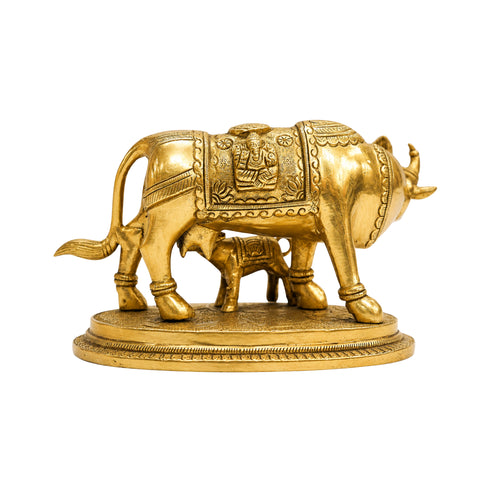 Brass Cow with Calf Idol 1646g