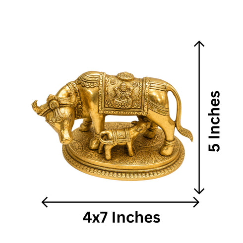 Brass Cow with Calf Idol 1646g