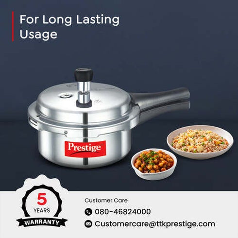 Prestige Popular Virgin Aluminium Pressure Cooker Silver 2 L